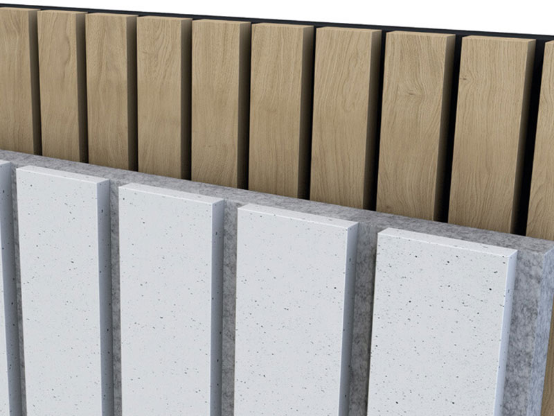 Πάνελ ηχοαπορρόφησης Richter Acoustic-RibPanel Slim με συνδυασμό κάθετων νερών και λείων επιφανειών