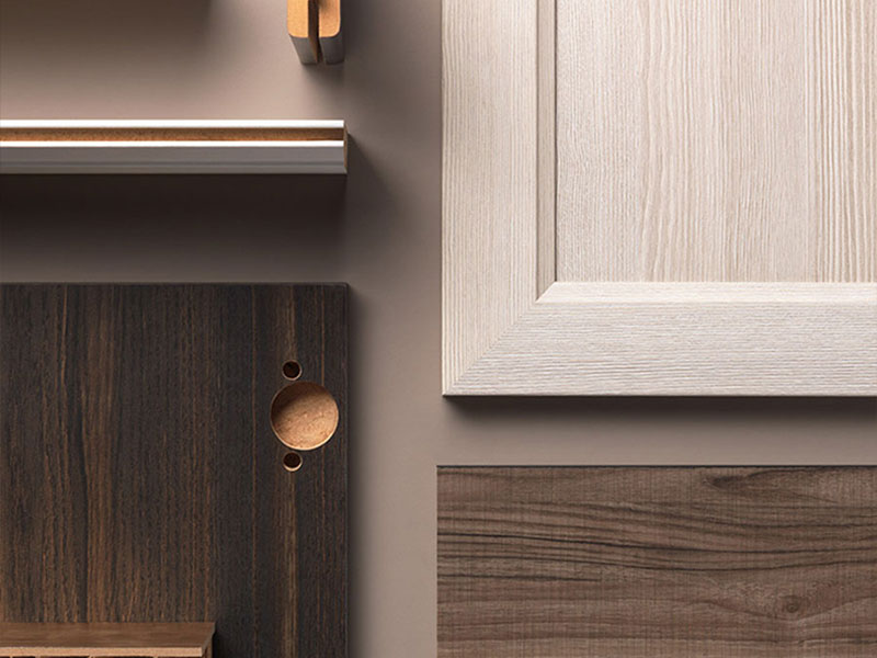 Δείγματα διακοσμητικών επιφανειών CLPL Lamitec – φυσικές υφές και αποχρώσεις για έπιπλα και πόρτες.